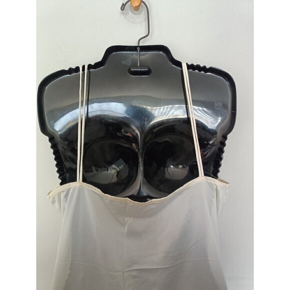 Lorraine Full Slip  Gown Size Large Off White Lace Trim Nylon 45" long  Slit USA - Picture 5 of 16